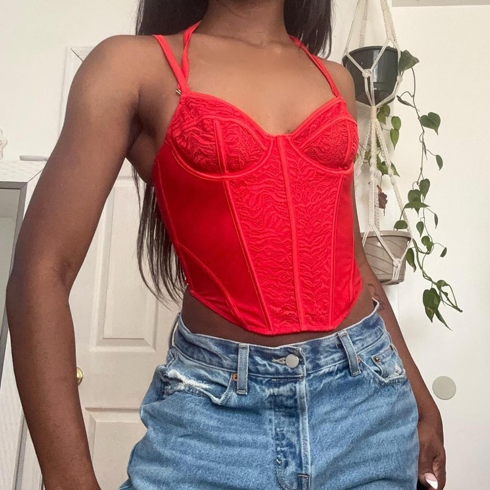 Parade red lace corset